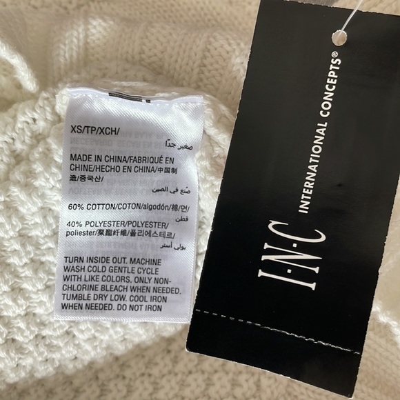 I-N-C Womens Beaded Cable Knit Pullover Sweater, White, Size XS, NWT - Picture 6 of 7
